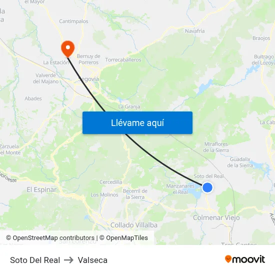 Soto Del Real to Valseca map
