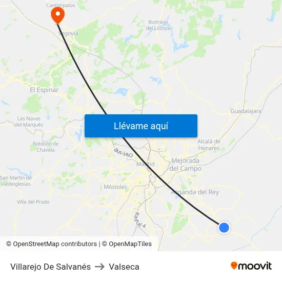 Villarejo De Salvanés to Valseca map