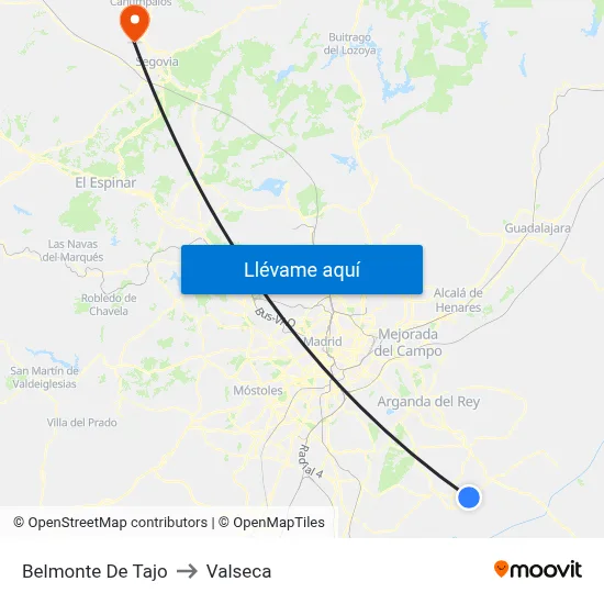 Belmonte De Tajo to Valseca map