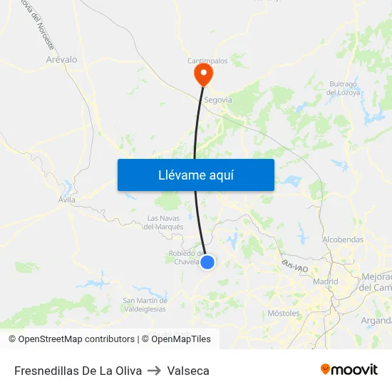 Fresnedillas De La Oliva to Valseca map