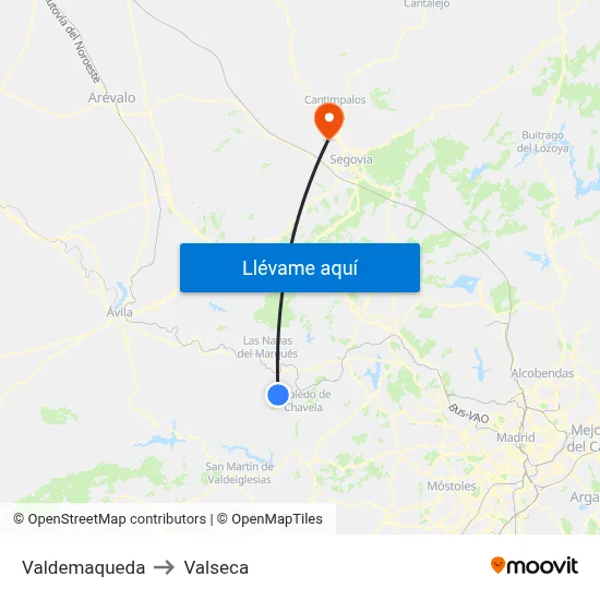 Valdemaqueda to Valseca map