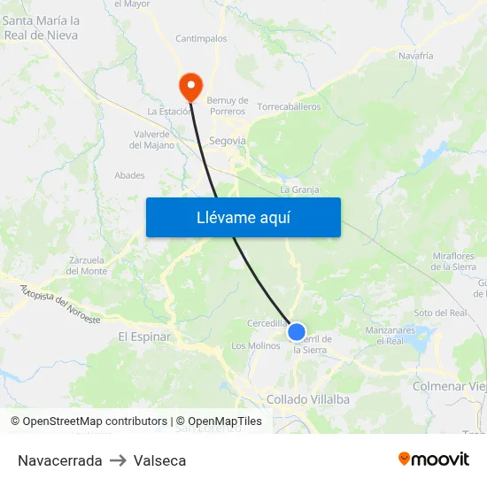 Navacerrada to Valseca map