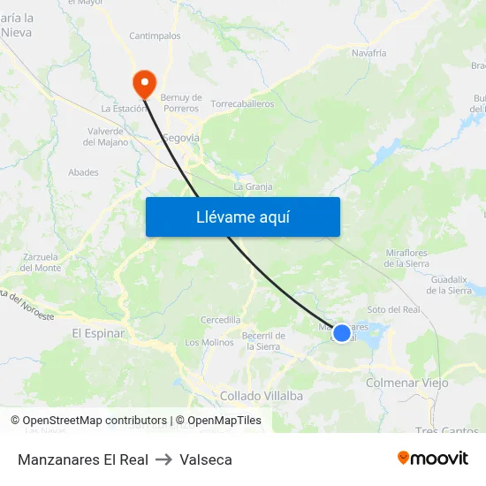 Manzanares El Real to Valseca map