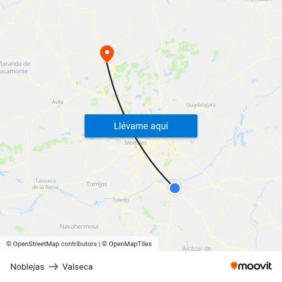 Noblejas to Valseca map