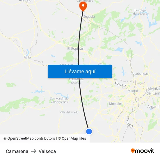 Camarena to Valseca map
