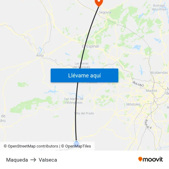 Maqueda to Valseca map