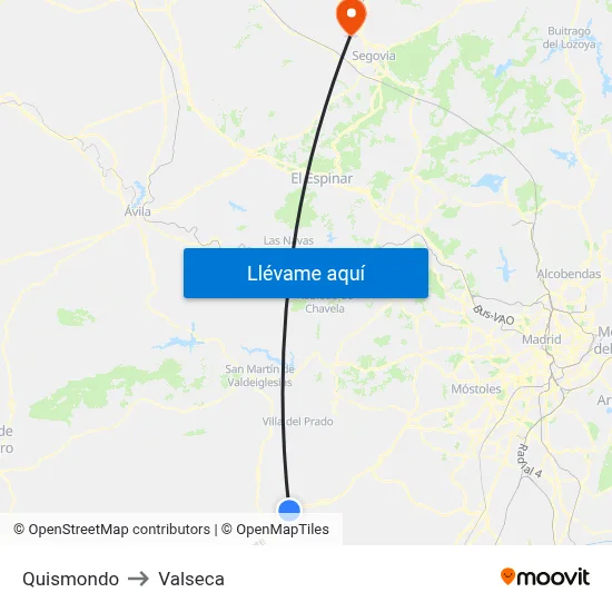 Quismondo to Valseca map