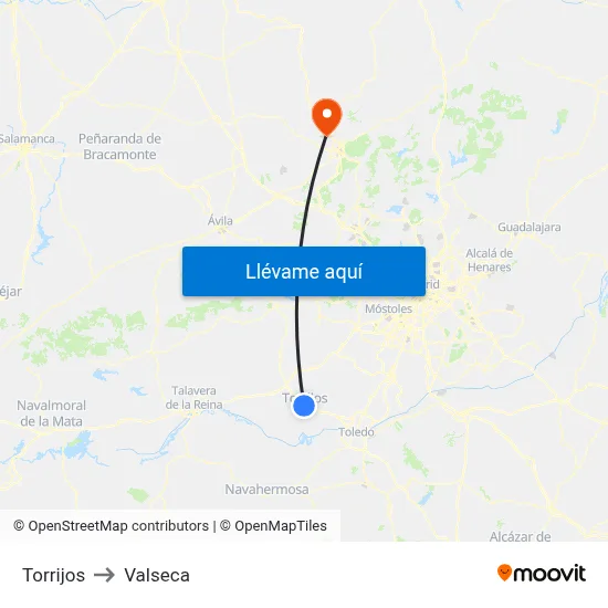 Torrijos to Valseca map