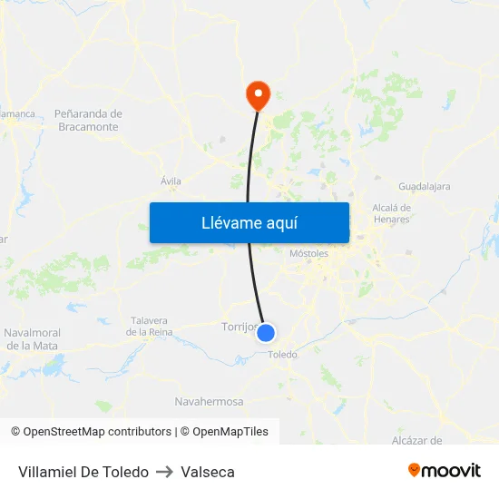 Villamiel De Toledo to Valseca map