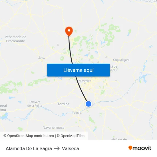 Alameda De La Sagra to Valseca map