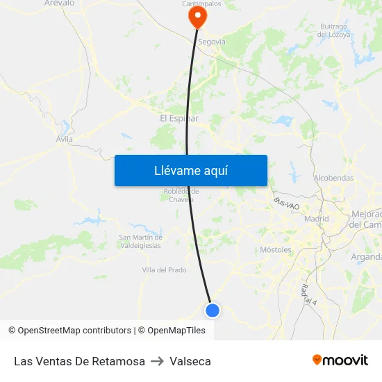 Las Ventas De Retamosa to Valseca map