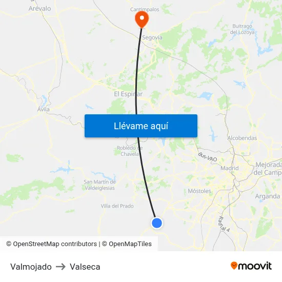 Valmojado to Valseca map
