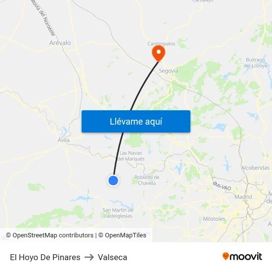 El Hoyo De Pinares to Valseca map