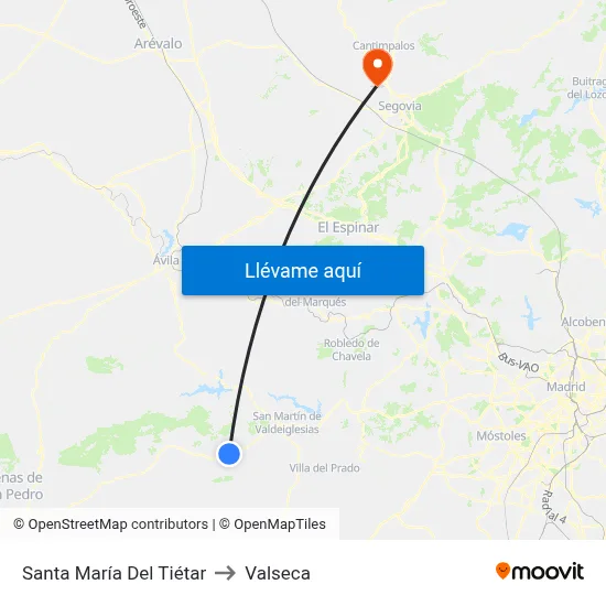 Santa María Del Tiétar to Valseca map