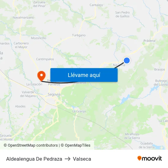 Aldealengua De Pedraza to Valseca map