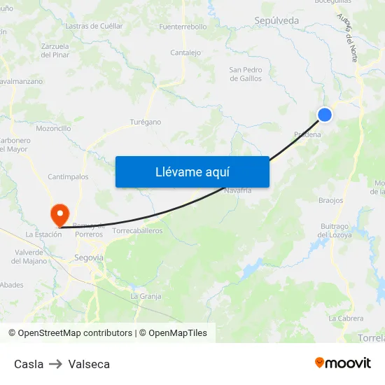 Casla to Valseca map