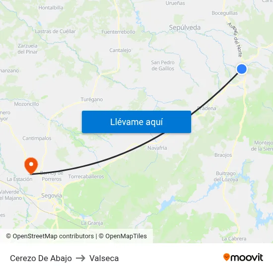 Cerezo De Abajo to Valseca map
