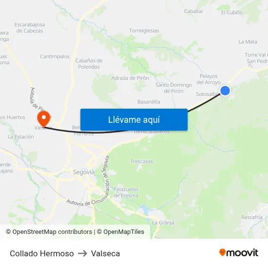 Collado Hermoso to Valseca map