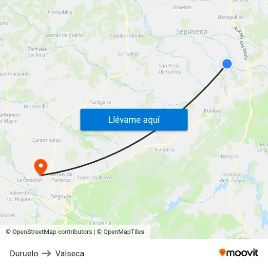 Duruelo to Valseca map