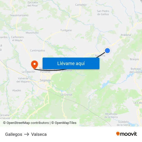 Gallegos to Valseca map