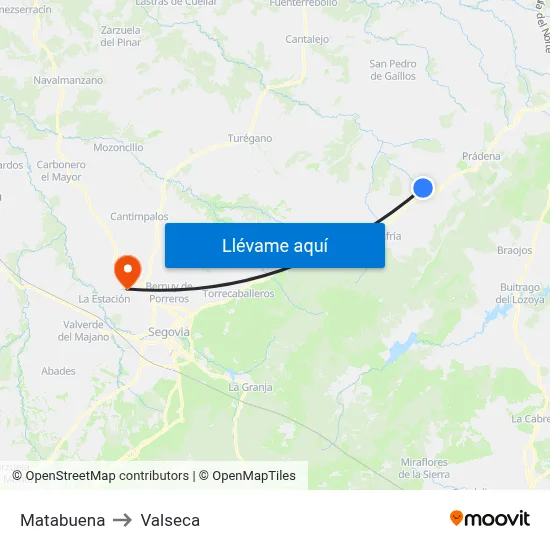 Matabuena to Valseca map