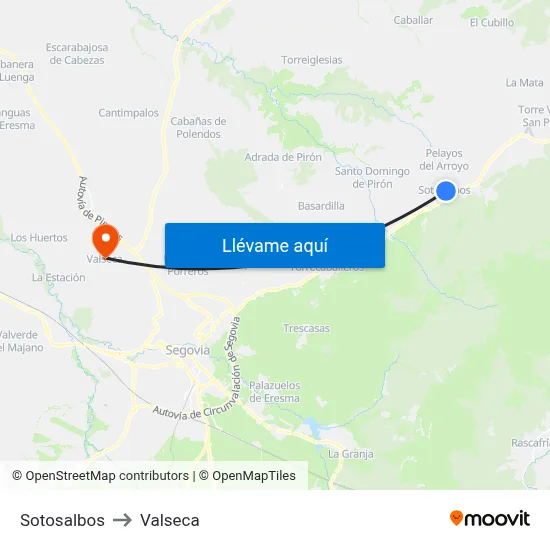 Sotosalbos to Valseca map