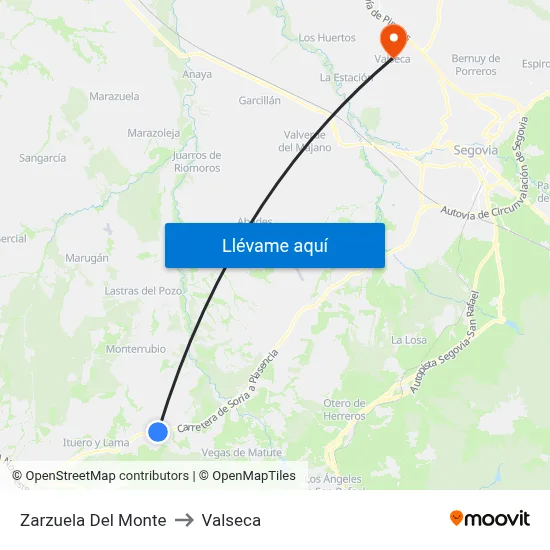 Zarzuela Del Monte to Valseca map
