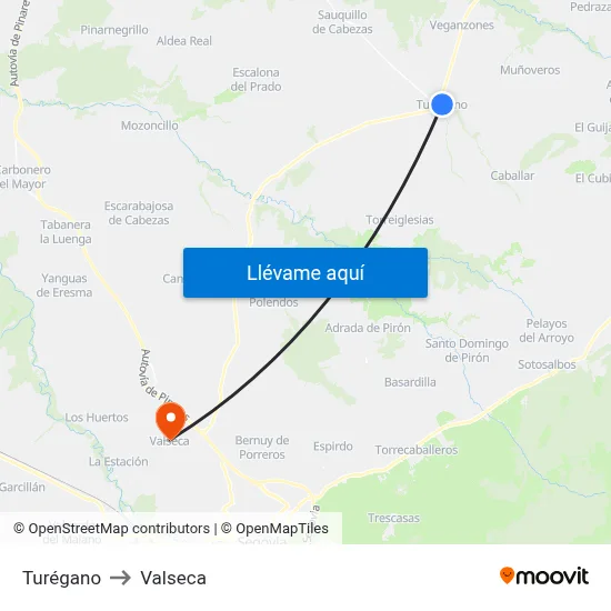 Turégano to Valseca map