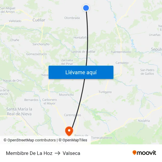 Membibre De La Hoz to Valseca map