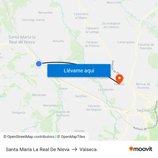 Santa María La Real De Nieva to Valseca map