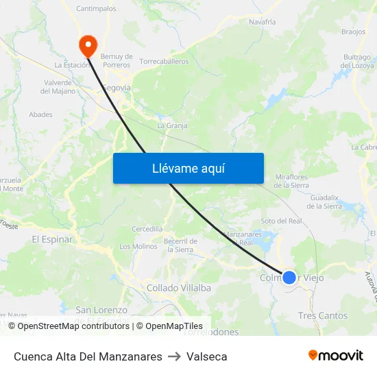 Cuenca Alta Del Manzanares to Valseca map
