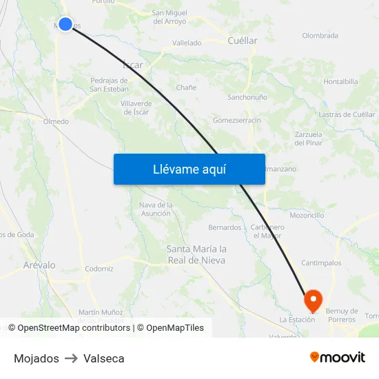 Mojados to Valseca map
