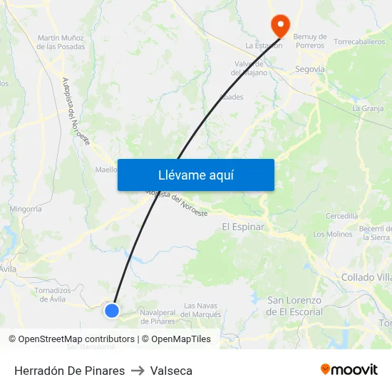 Herradón De Pinares to Valseca map