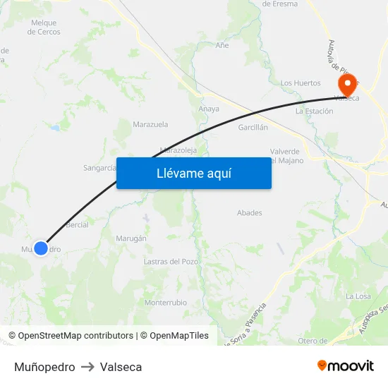 Muñopedro to Valseca map
