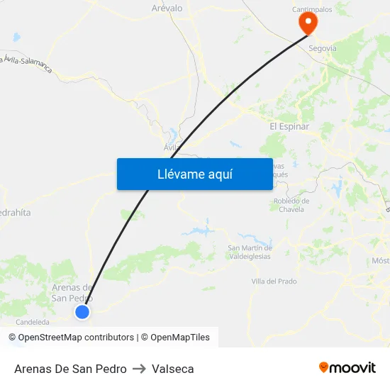 Arenas De San Pedro to Valseca map