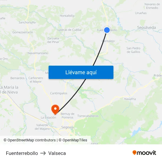 Fuenterrebollo to Valseca map