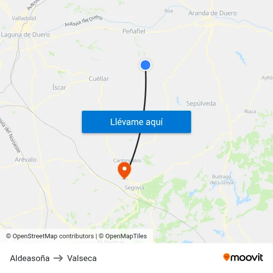 Aldeasoña to Valseca map