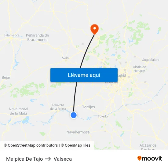 Malpica De Tajo to Valseca map
