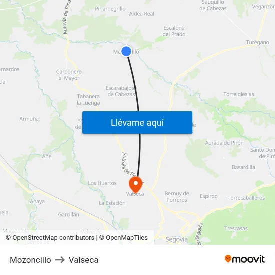 Mozoncillo to Valseca map