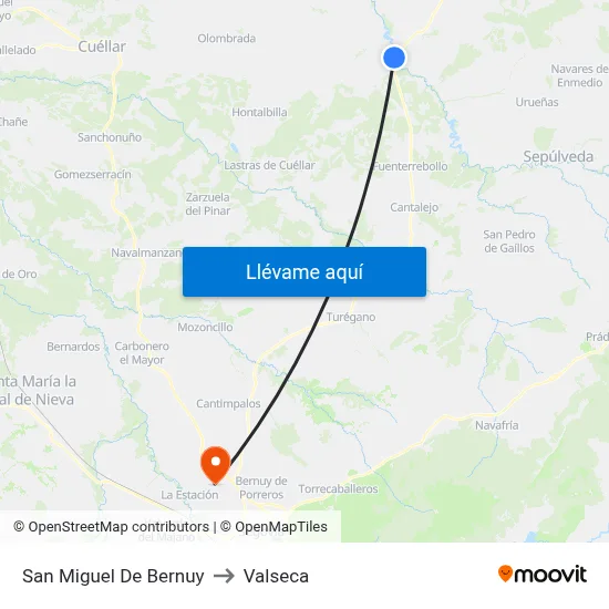 San Miguel De Bernuy to Valseca map