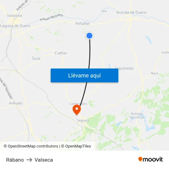 Rábano to Valseca map