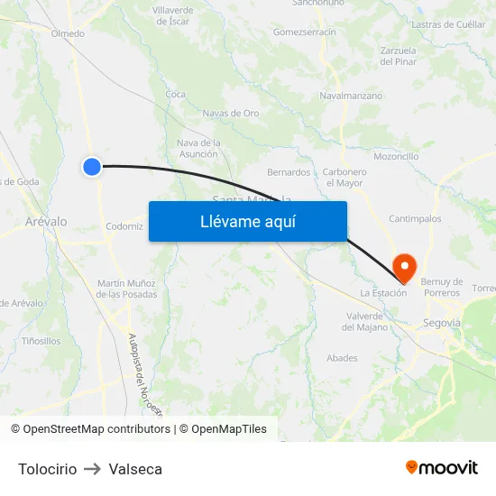 Tolocirio to Valseca map