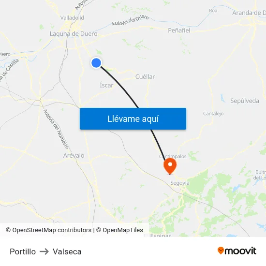 Portillo to Valseca map