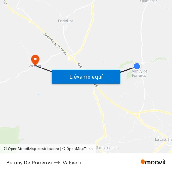 Bernuy De Porreros to Valseca map