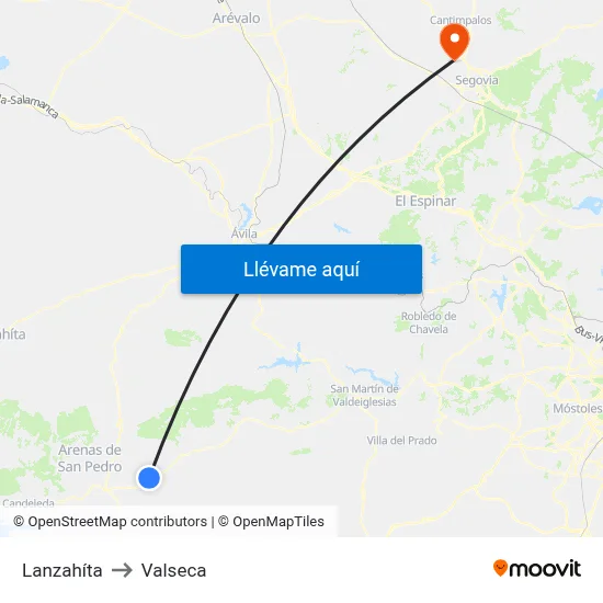 Lanzahíta to Valseca map