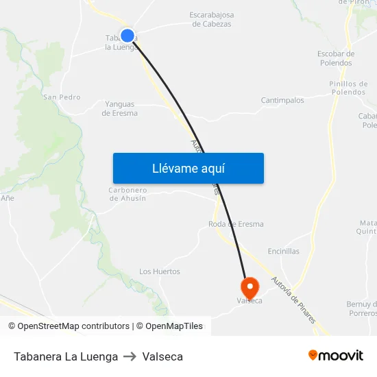 Tabanera La Luenga to Valseca map