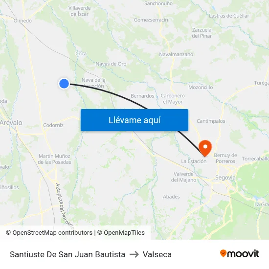 Santiuste De San Juan Bautista to Valseca map