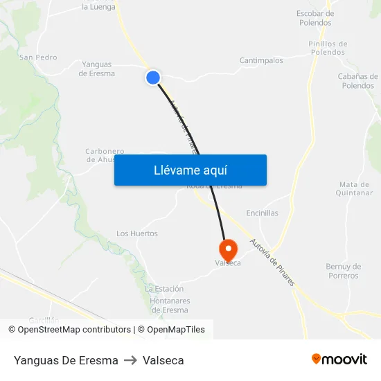 Yanguas De Eresma to Valseca map
