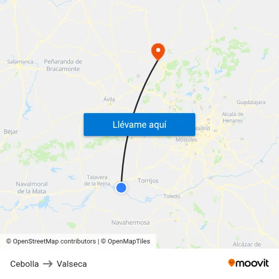 Cebolla to Valseca map