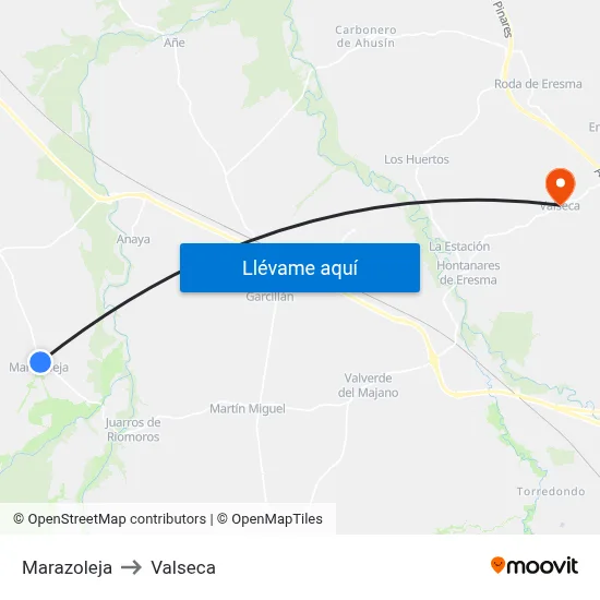 Marazoleja to Valseca map